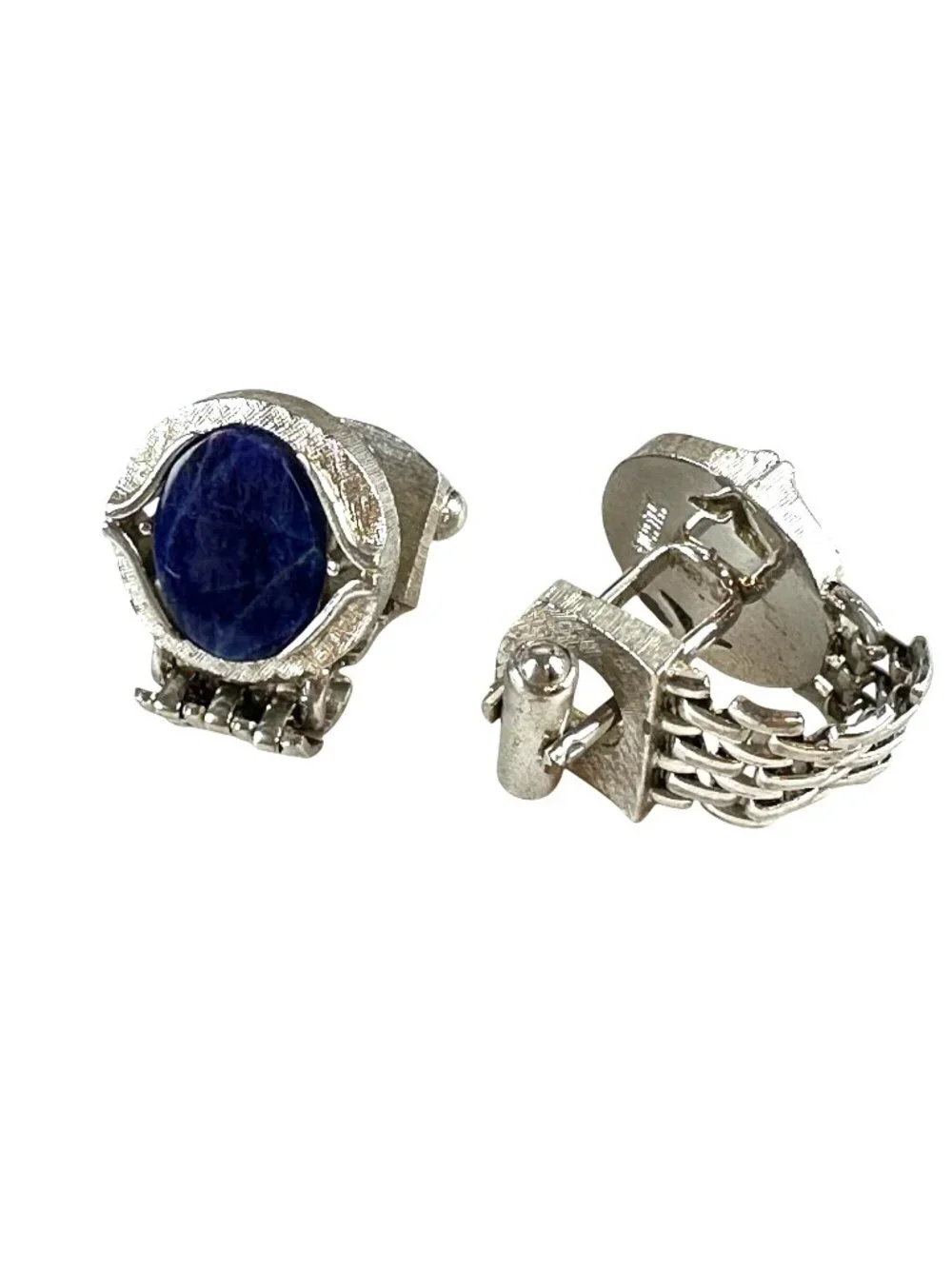Vintage Swank Sodalite Cuff Links Silver Tone